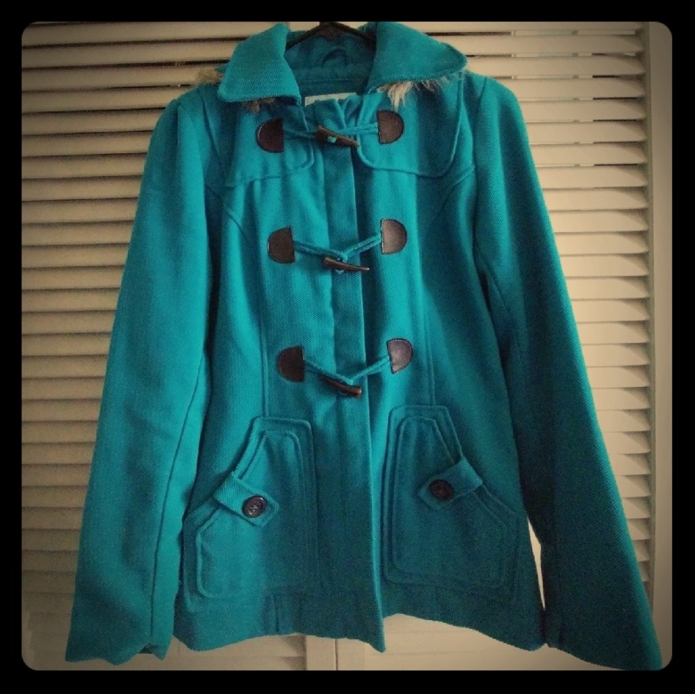 Women's used turquoise pea coat